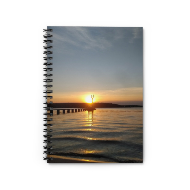 September Sunset Pier Spiral Notebook for Beach Lovers & Vacation Notes